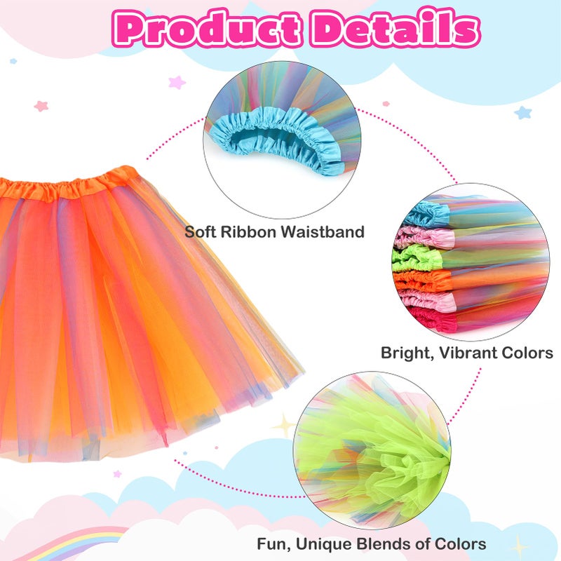 kilofly Girls Ballet Tutu Kids Birthday Princess Party Favor Dress Skirt Set of 6 Multicolored - Image 3